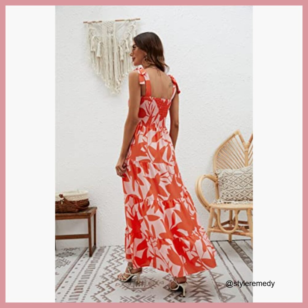 Polyester Summer Boho Spaghetti Strap Square Neck… - image 5